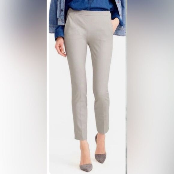 J. Crew Martie Slim Leg Crop Ankle Twill Trouser Dress Pants Preppy Light Gray 4 - Picture 1 of 12